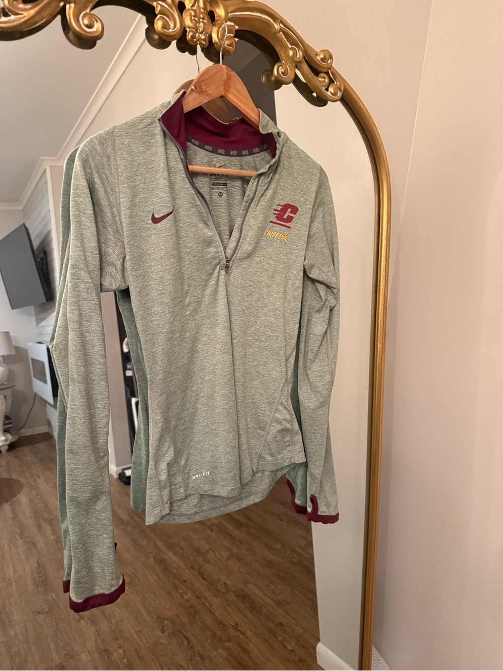 Nike Women's Gray Quarter-Zip Pullover CMU Central Michigan